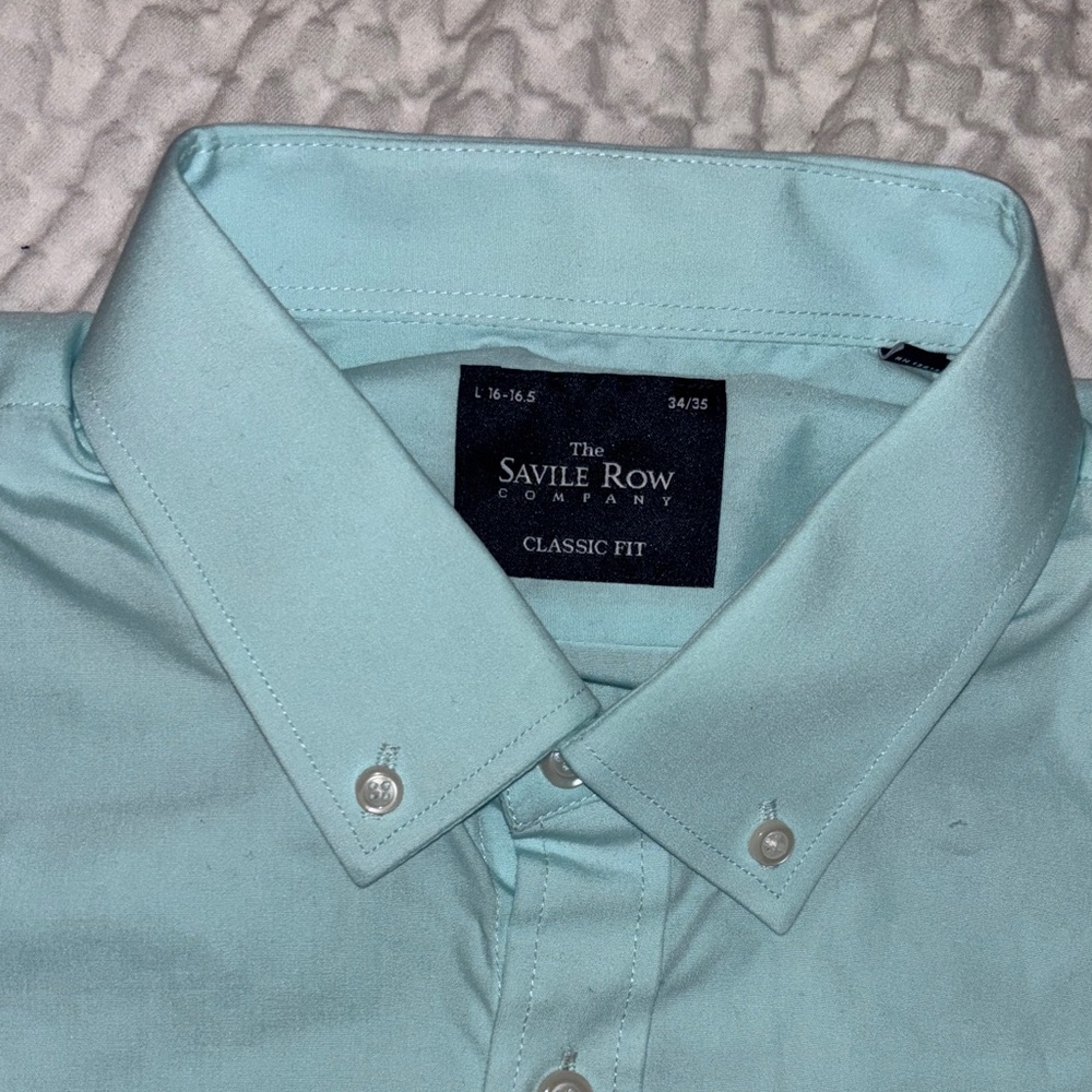 Savile Row Men's Classic Fit Light Blue Dress Shirt